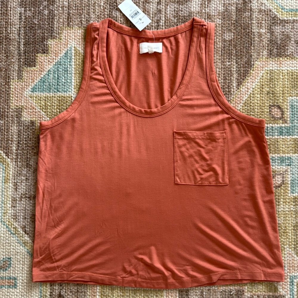 NWT! 🧡 Lou & Grey Signature Softblend Jersey Pocket Tank, Terracotta Orange, M